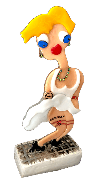 La Cht'ite Marylin du tableau de Byam LE BOT transformée en sculpture de verre.