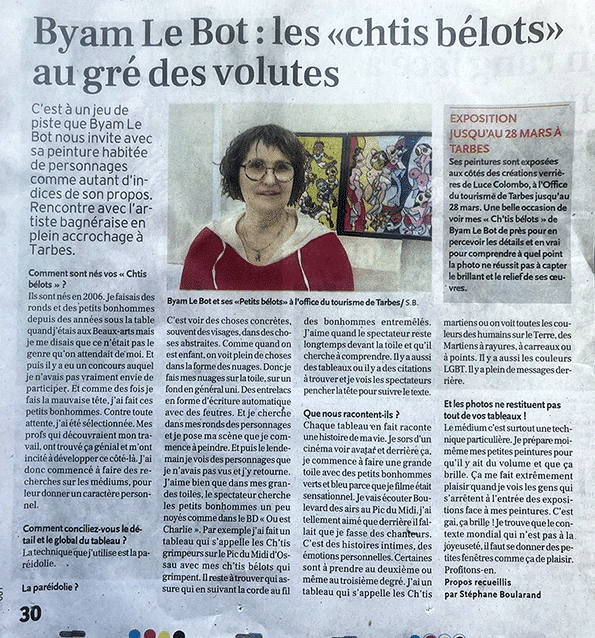 Article de presse, La Dépêche du Midi concernant l'exposition "les cht'ites vacances en Occitanie" à l'office du tourisme de Tarbes - 2025 Mars