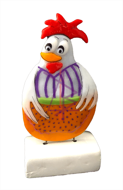 La Cht'ite Poulette du tableau de Byam LE BOT transformée en sculpture de verre.